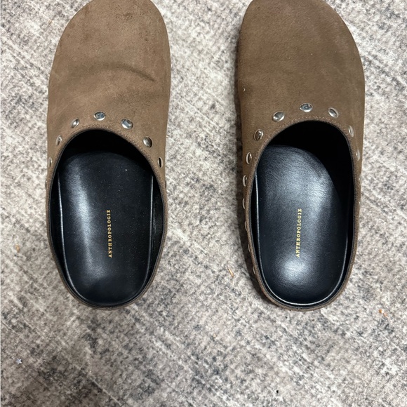 Anthropologie Brown Suede Slip-On Mules - Picture 4 of 6